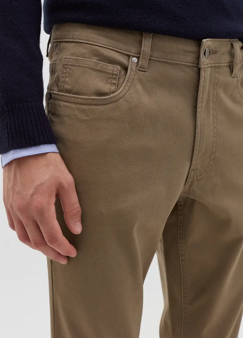 Pantalone Cinque Tasche Trama Puntino, Uomo, Beige miniatura 3