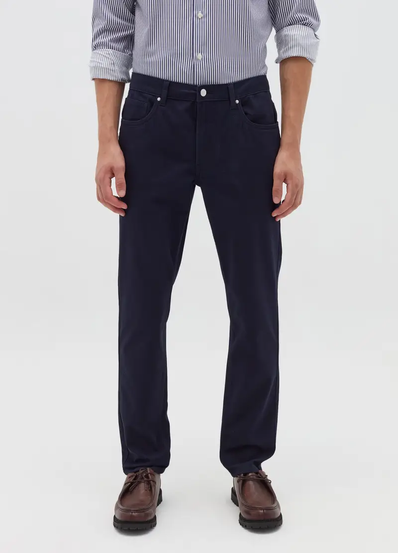 Pantalone Cinque Tasche Trama Puntino, Uomo, Blu miniatura 2