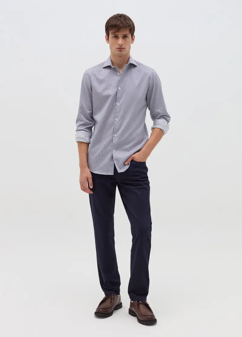 Pantalone Cinque Tasche Trama Puntino, Uomo, Blu