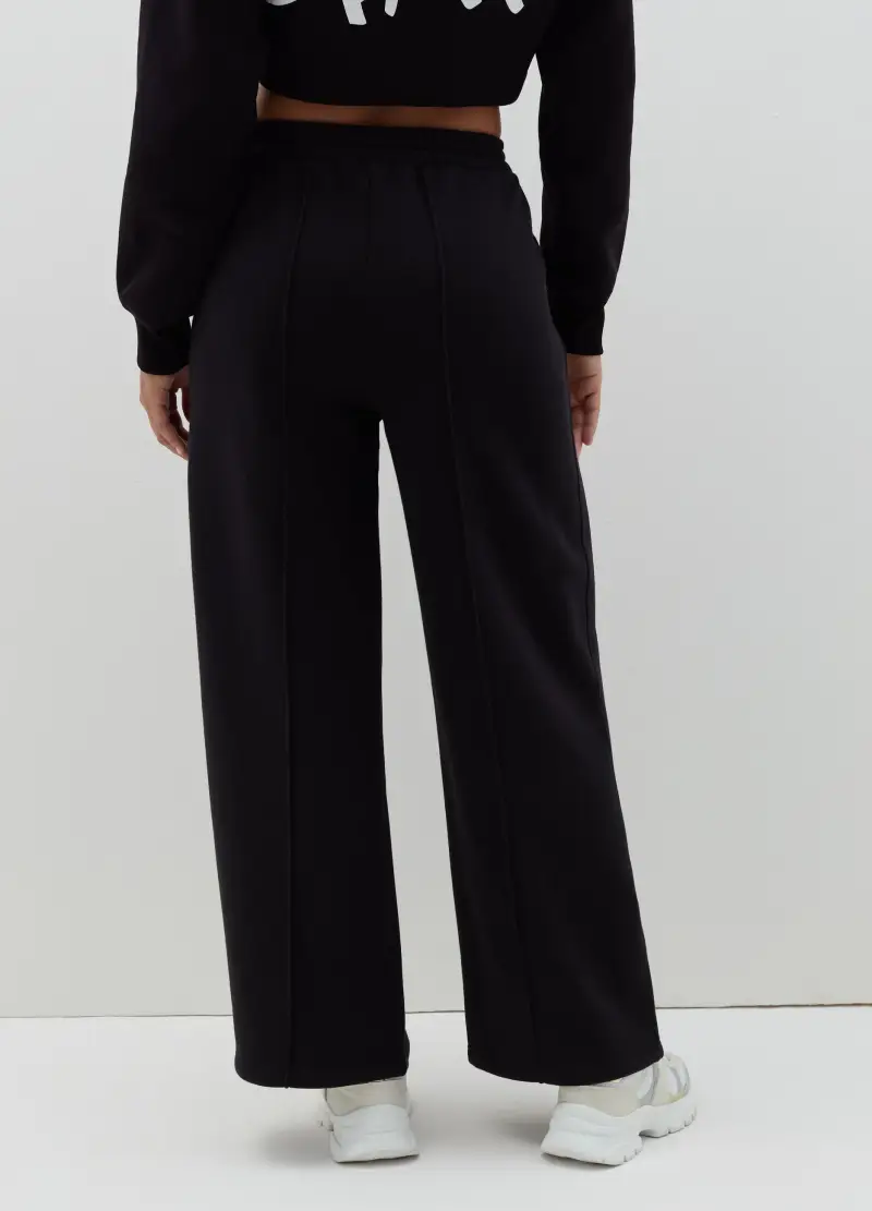Pantalone In Felpa A Gamba Larga, Donna, Nero miniatura 3