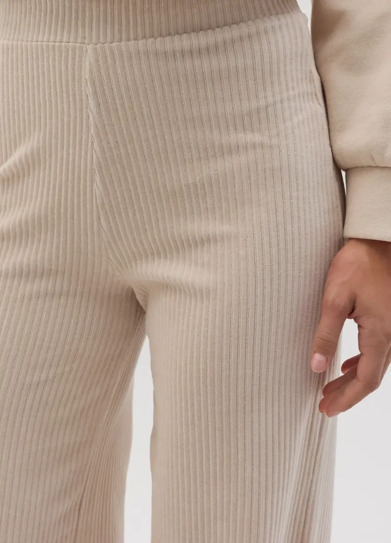 Pantalone Jogger A Gamba Larga In Corduroy, Donna, Bianco miniatura 3