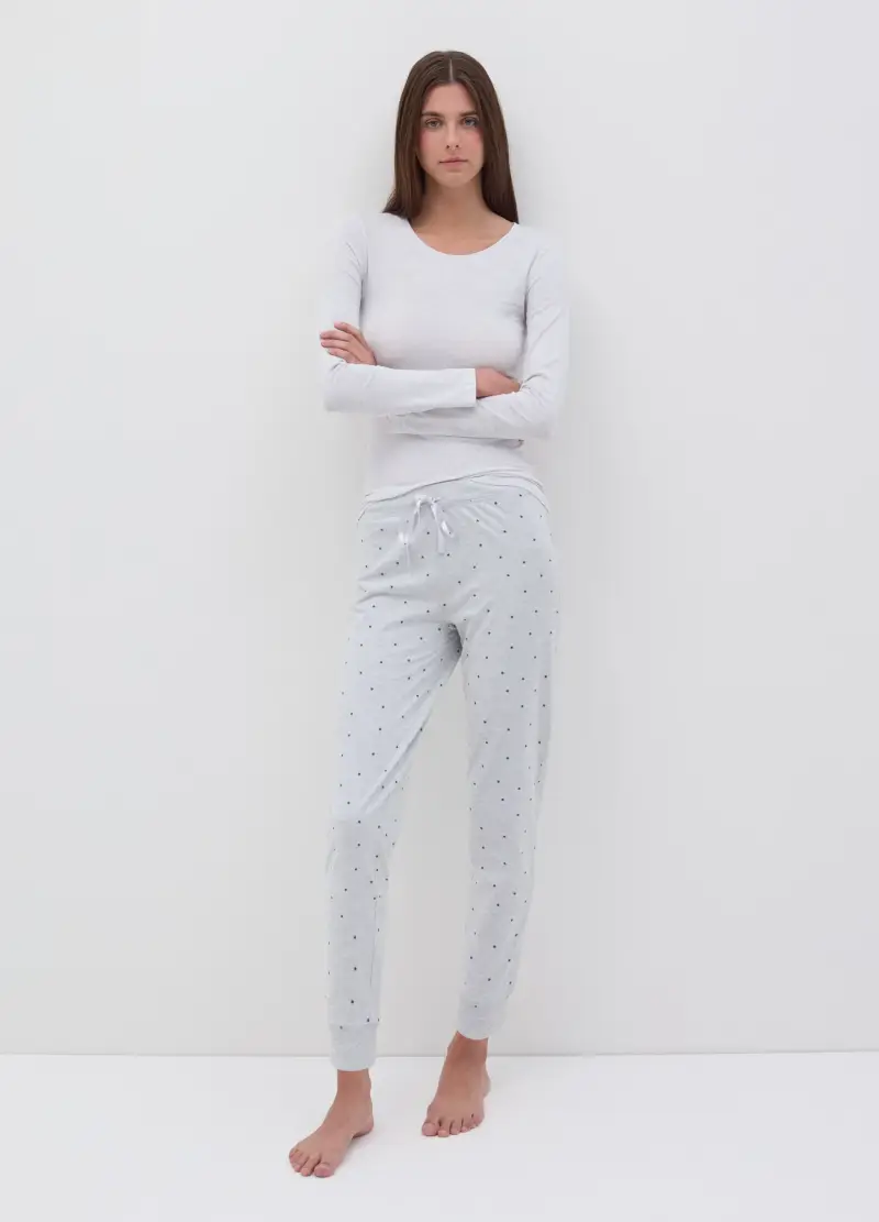 Pantalone Pigiama A Pois, Donna, Grigio