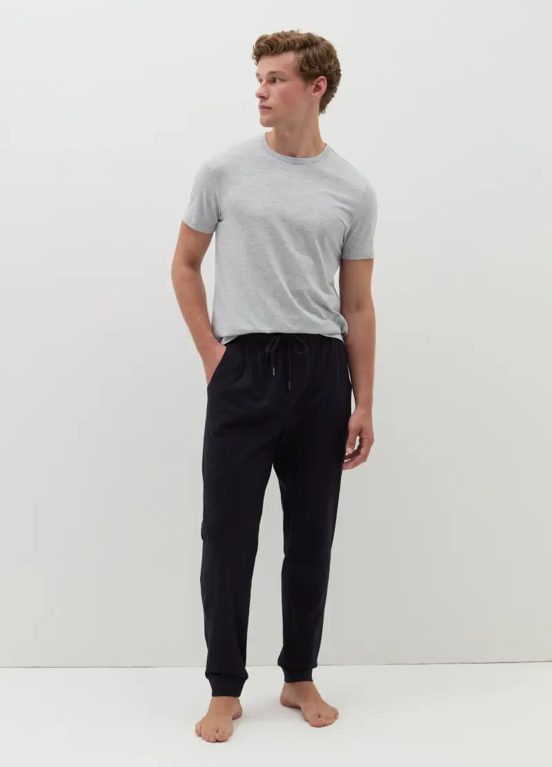 Pantalone Pigiama Con Coulisse, Uomo, Nero