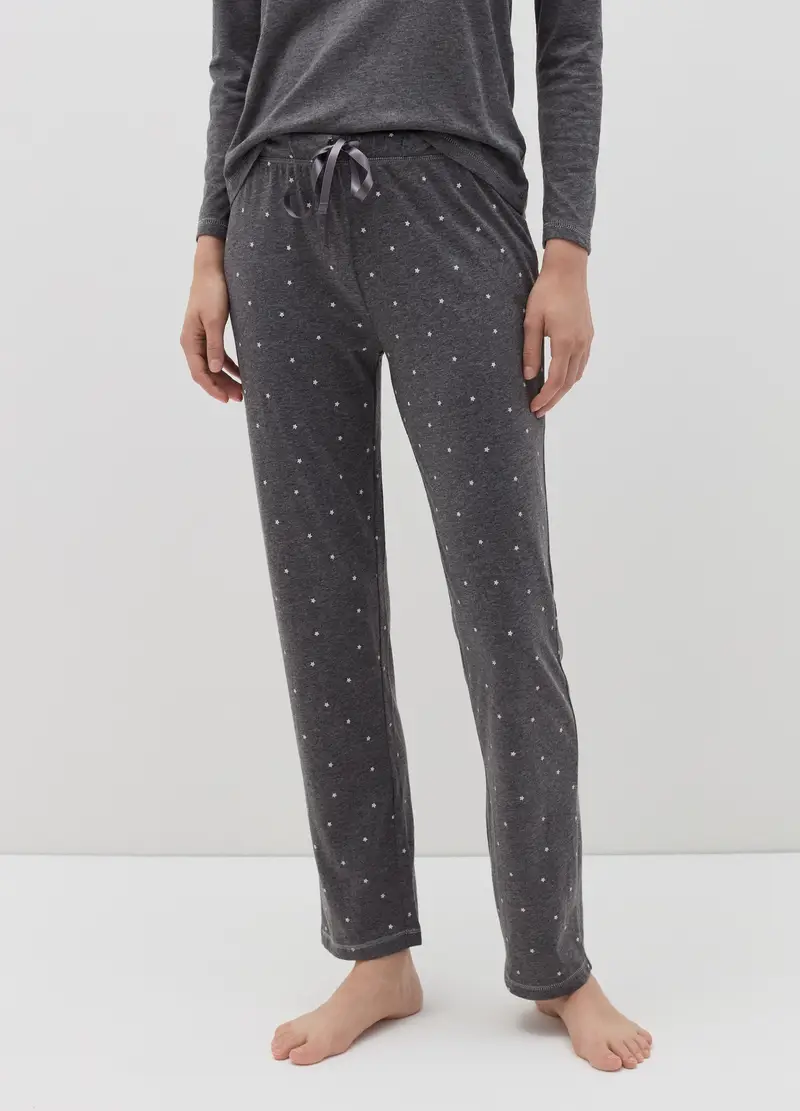 Pantalone Pigiama Stampa Stelline, Donna, Grigio miniatura 2