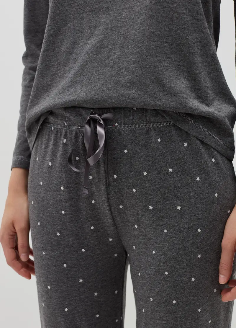 Pantalone Pigiama Stampa Stelline, Donna, Grigio miniatura 3