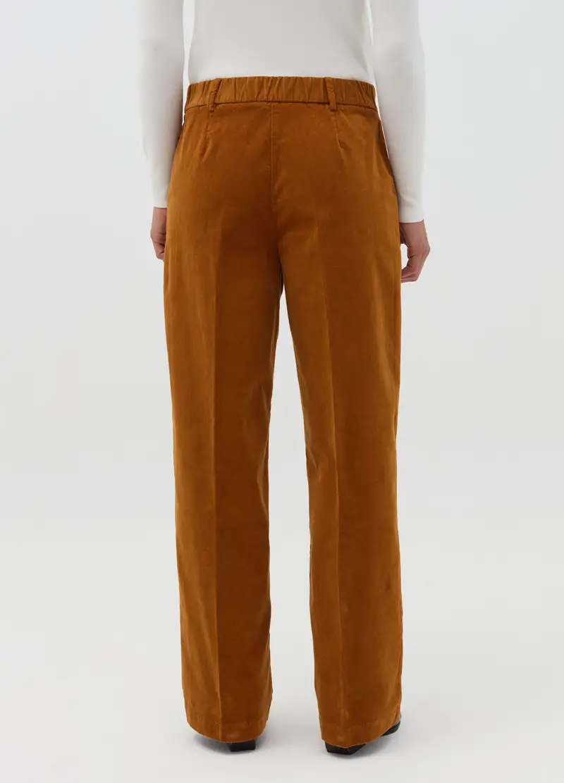 Pantalone Straight Fit In Corduroy Con Pinces, Donna, Marrone miniatura 3