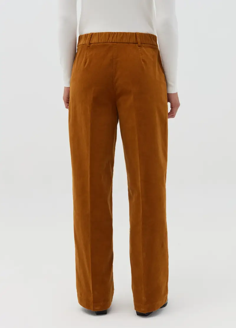 Pantalone Straight Fit In Corduroy Con Pinces, Donna, Marrone miniatura 3