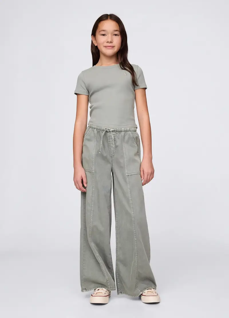 OVS, Pantaloni A Palazzo In Cotone E Lyocell, Bambina, Verde, Taglia: XS