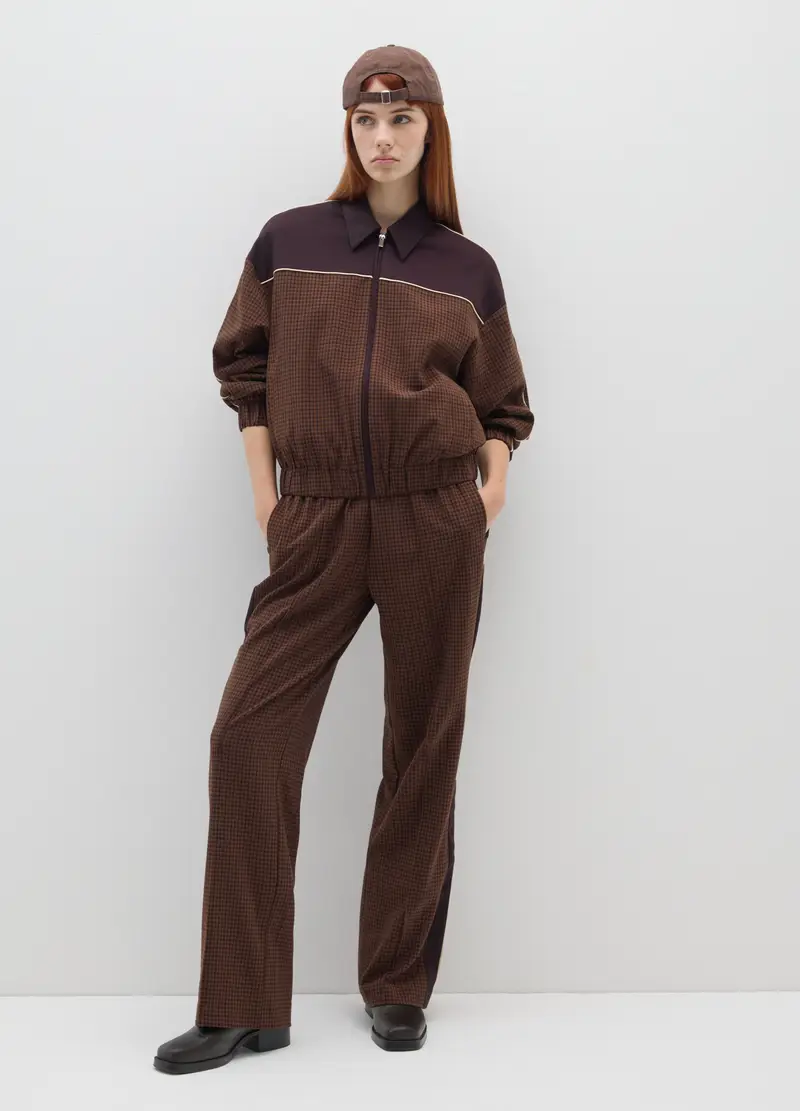 Pantaloni A Quadri Marroni Regular Fit, Donna, Marrone