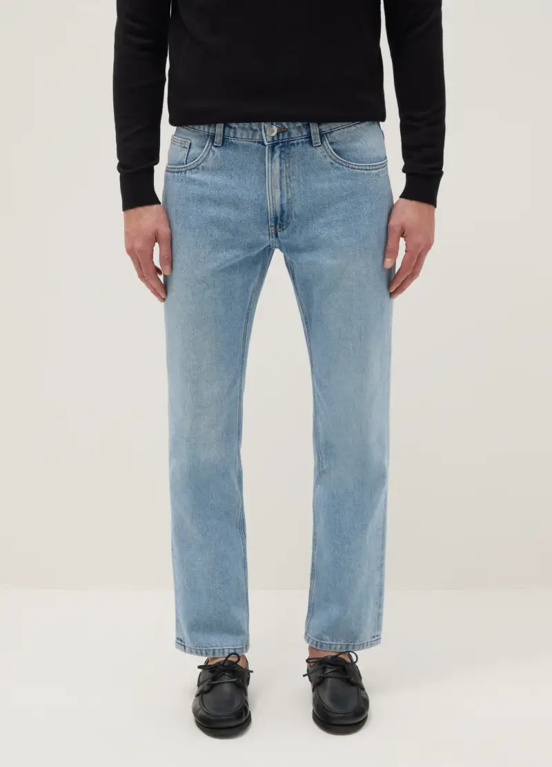 Pantaloni Azzurri In Misto Cotone Regular Fit, Uomo, Azzurro miniatura 2