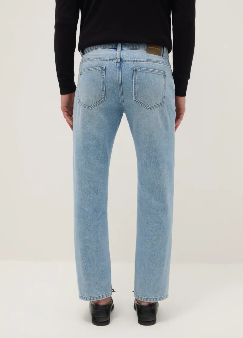 Pantaloni Azzurri In Misto Cotone Regular Fit, Uomo, Azzurro miniatura 3