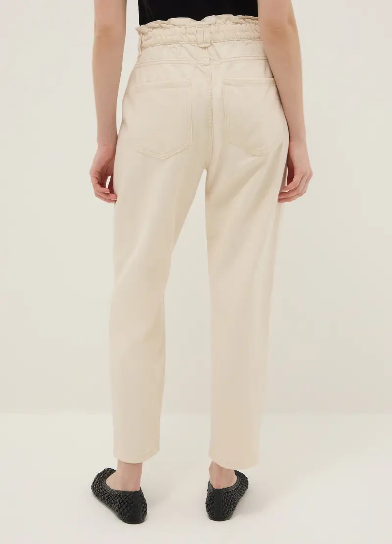 Ovs Pantaloni Baggy beige in Puro Cotone Donna miniatura 3