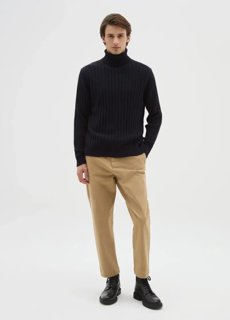 Pantaloni Beige In Cotone Elasticizzato Carrot Fit, Uomo, Beige