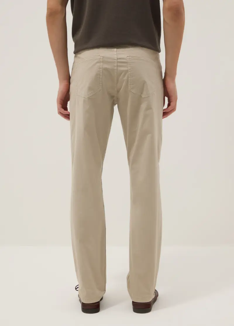 Pantaloni Beige In Cotone Elasticizzato Slim Fit, Uomo, Beige miniatura 3