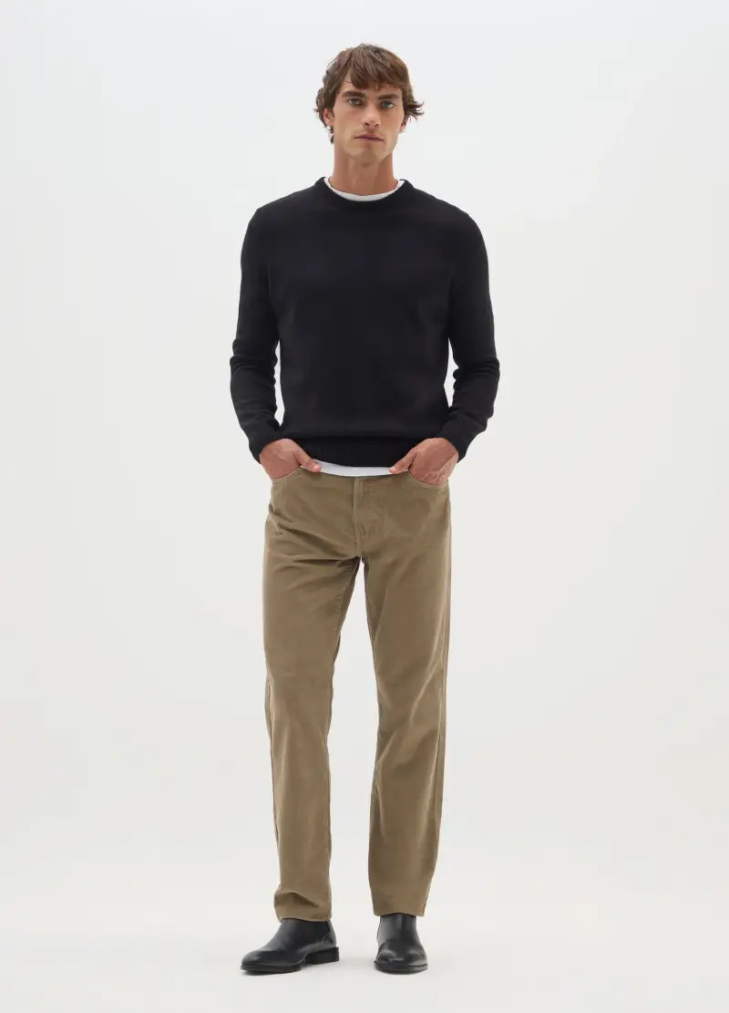 Pantaloni Beige In Velluto A Coste Slim Fit, Uomo, Beige