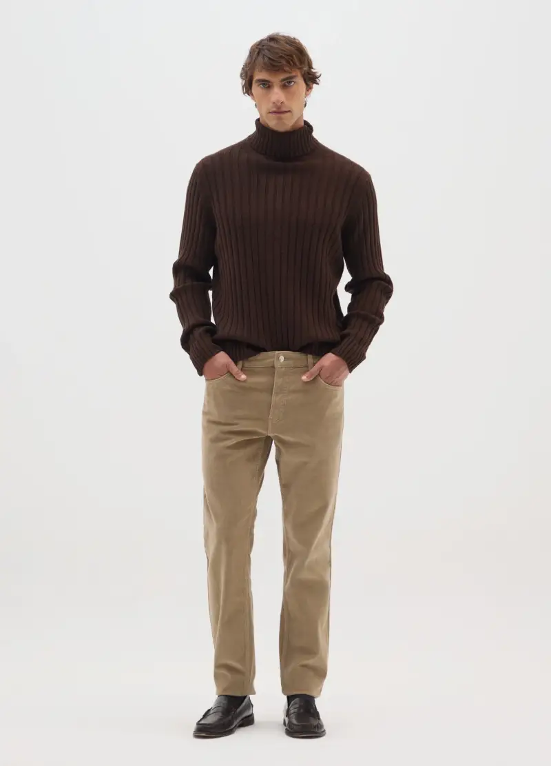 Pantaloni Beige In Velluto A Coste Slim Fit, Uomo, Beige