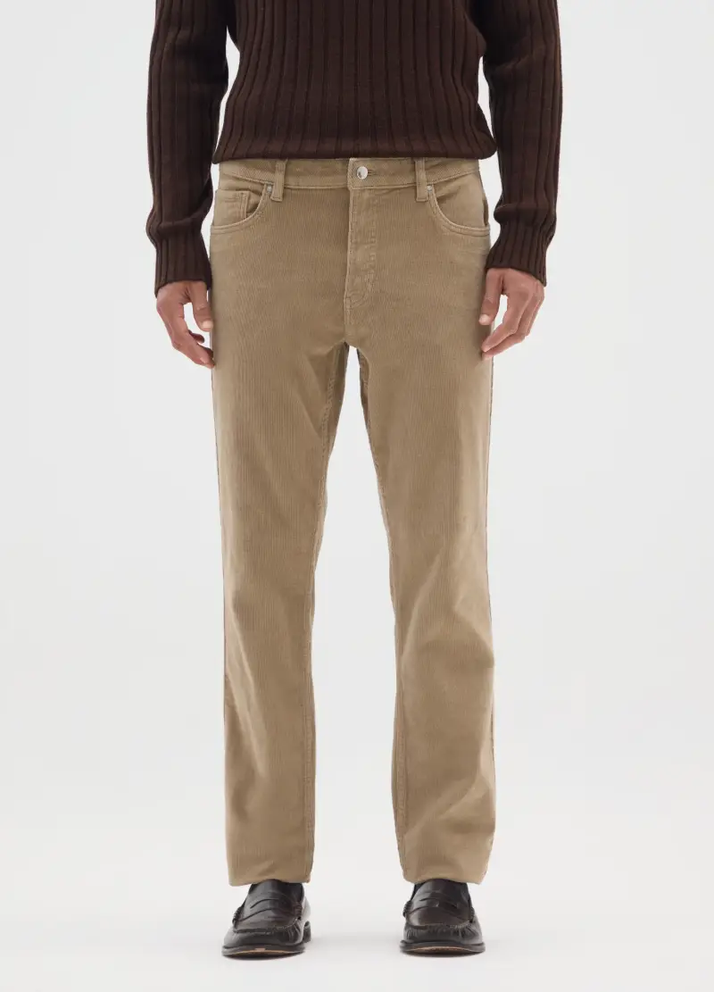 Pantaloni Beige In Velluto A Coste Slim Fit, Uomo, Beige miniatura 2