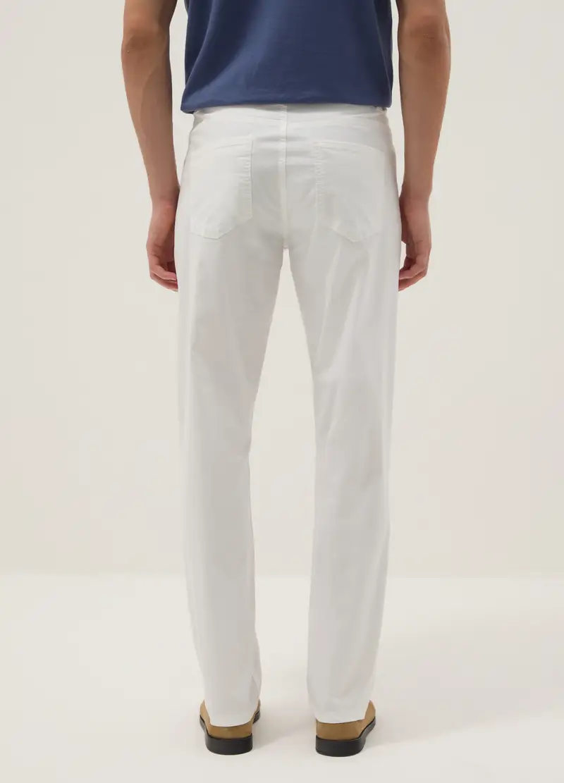 Pantaloni Bianchi In Cotone Elasticizzato Slim Fit, Uomo, Bianco miniatura 3