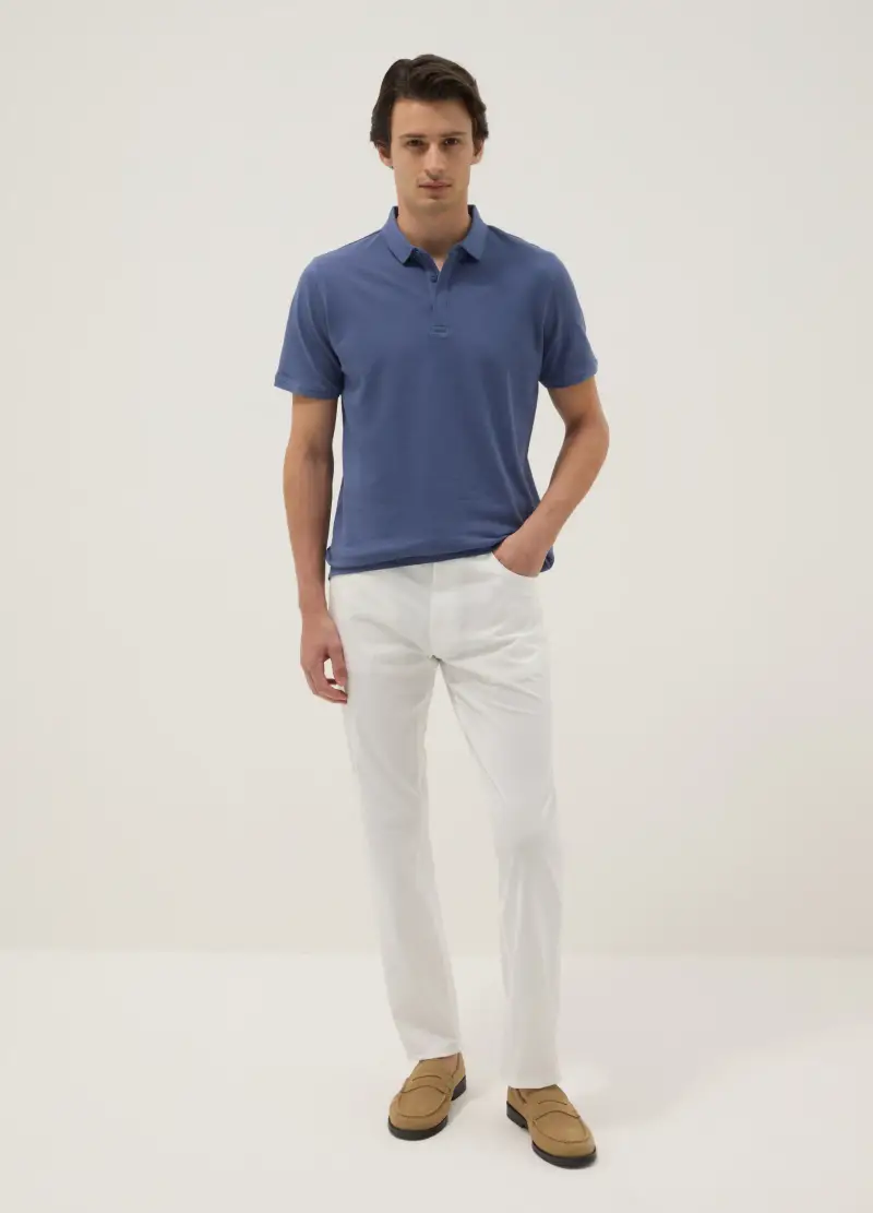 Pantaloni Bianchi In Cotone Elasticizzato Slim Fit, Uomo, Bianco