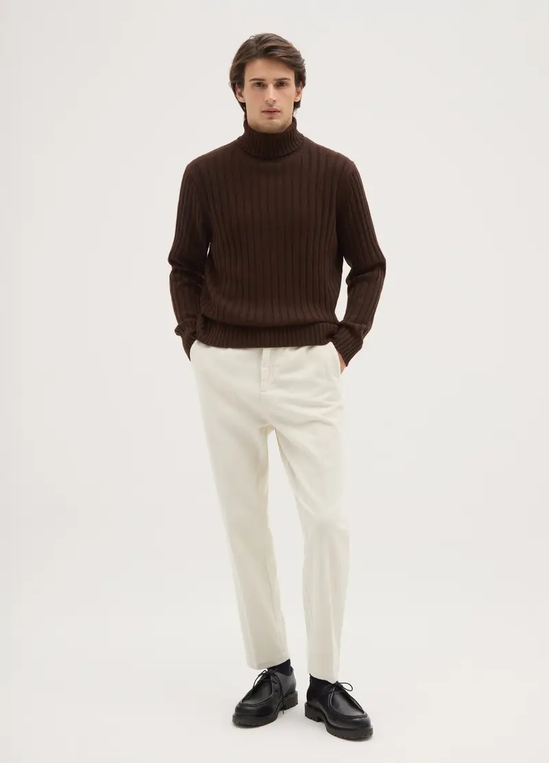 Pantaloni Bianchi In Velluto A Coste Regular Fit, Uomo, Bianco