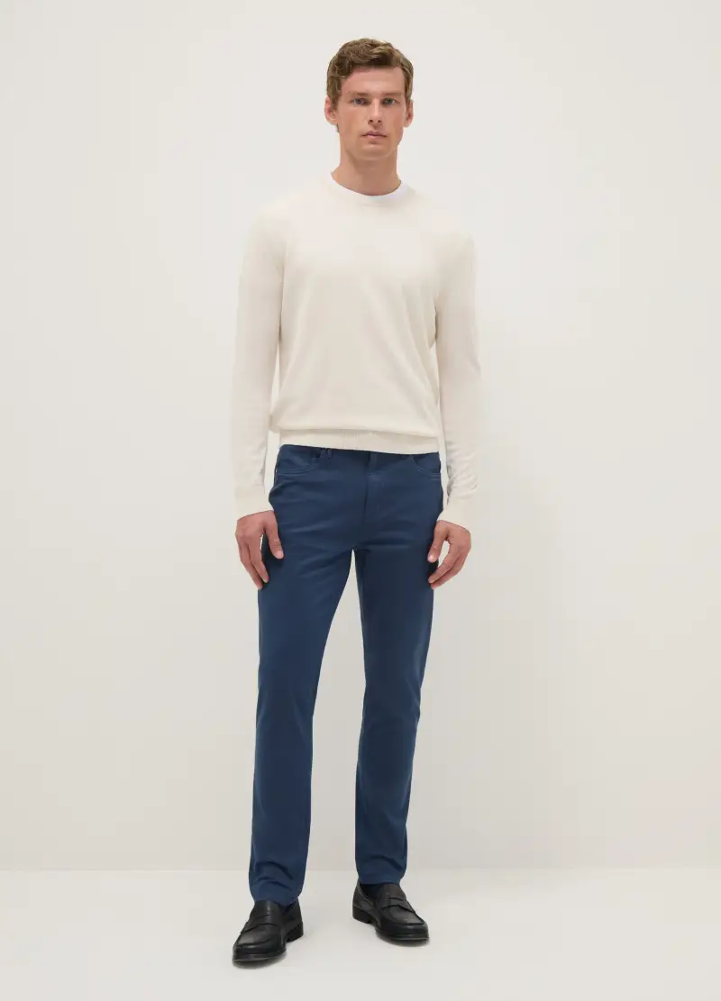 Pantaloni Blu In Cotone Elasticizzato Skinny Fit, Uomo, Blu