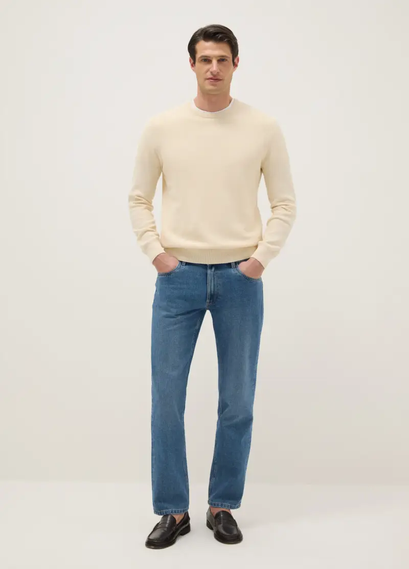 Pantaloni Blu In Misto Cotone Regular Fit, Uomo, Denim