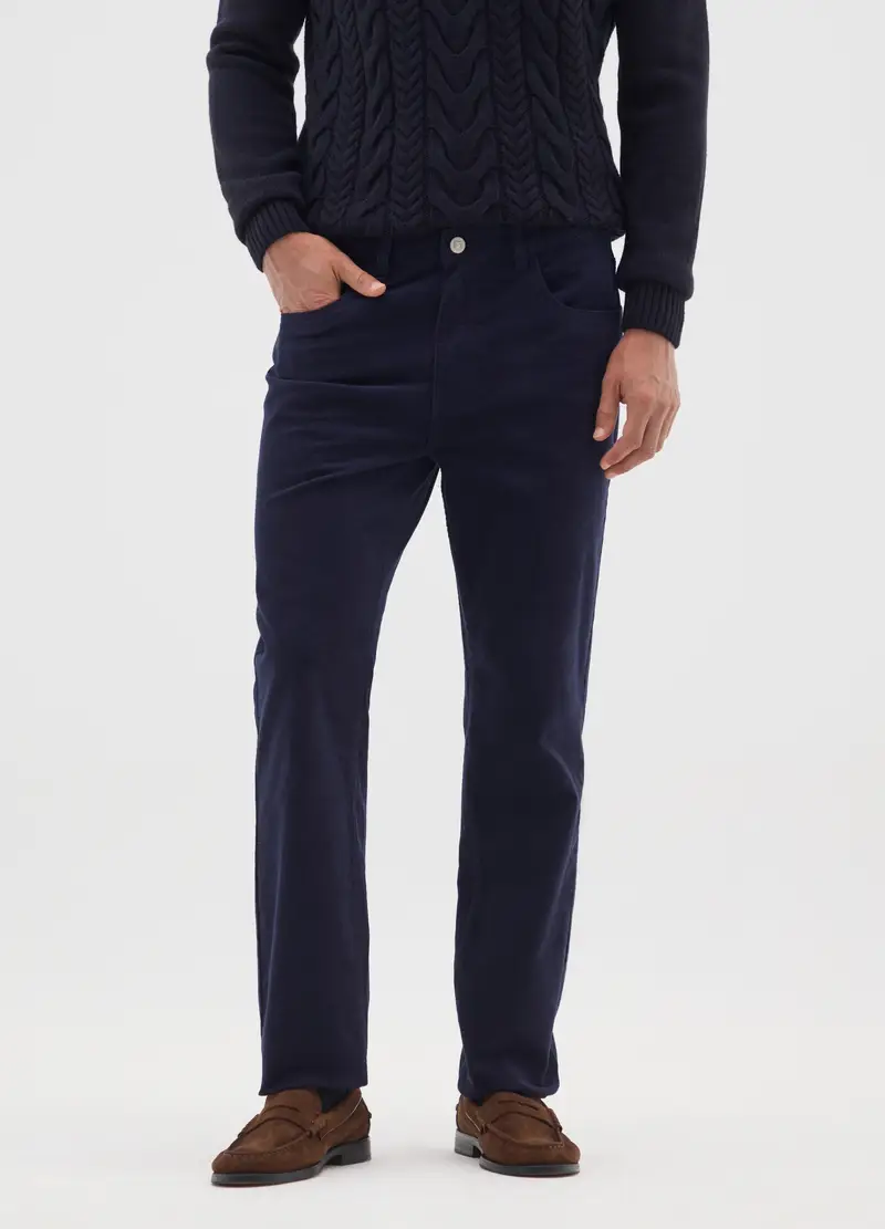 Pantaloni Blu In Velluto A Coste Slim Fit, Uomo, Blu miniatura 2