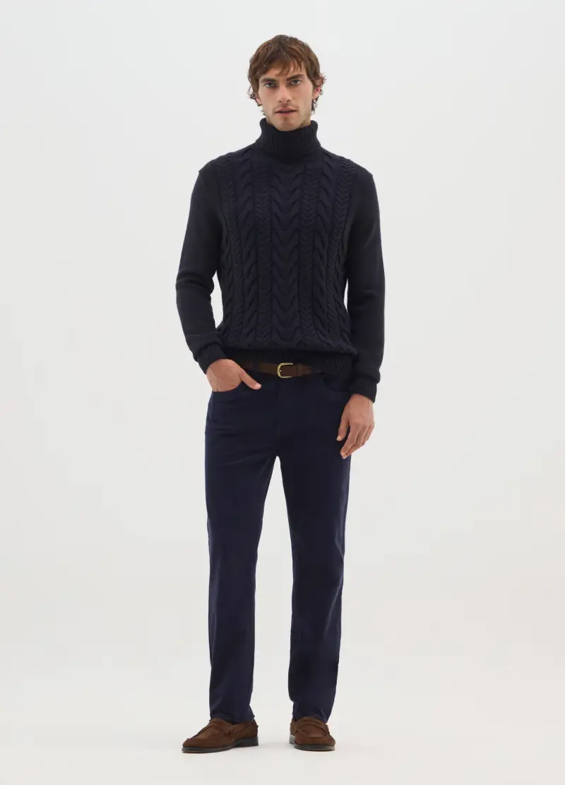 Pantaloni Blu In Velluto A Coste Slim Fit, Uomo, Blu