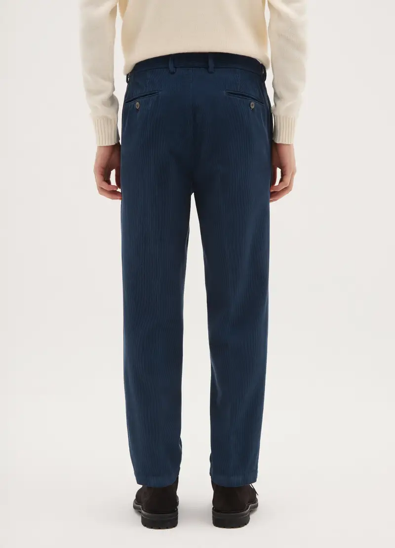 Pantaloni Blu Petrolio In Velluto A Coste Regular Fit, Uomo, Blu miniatura 3