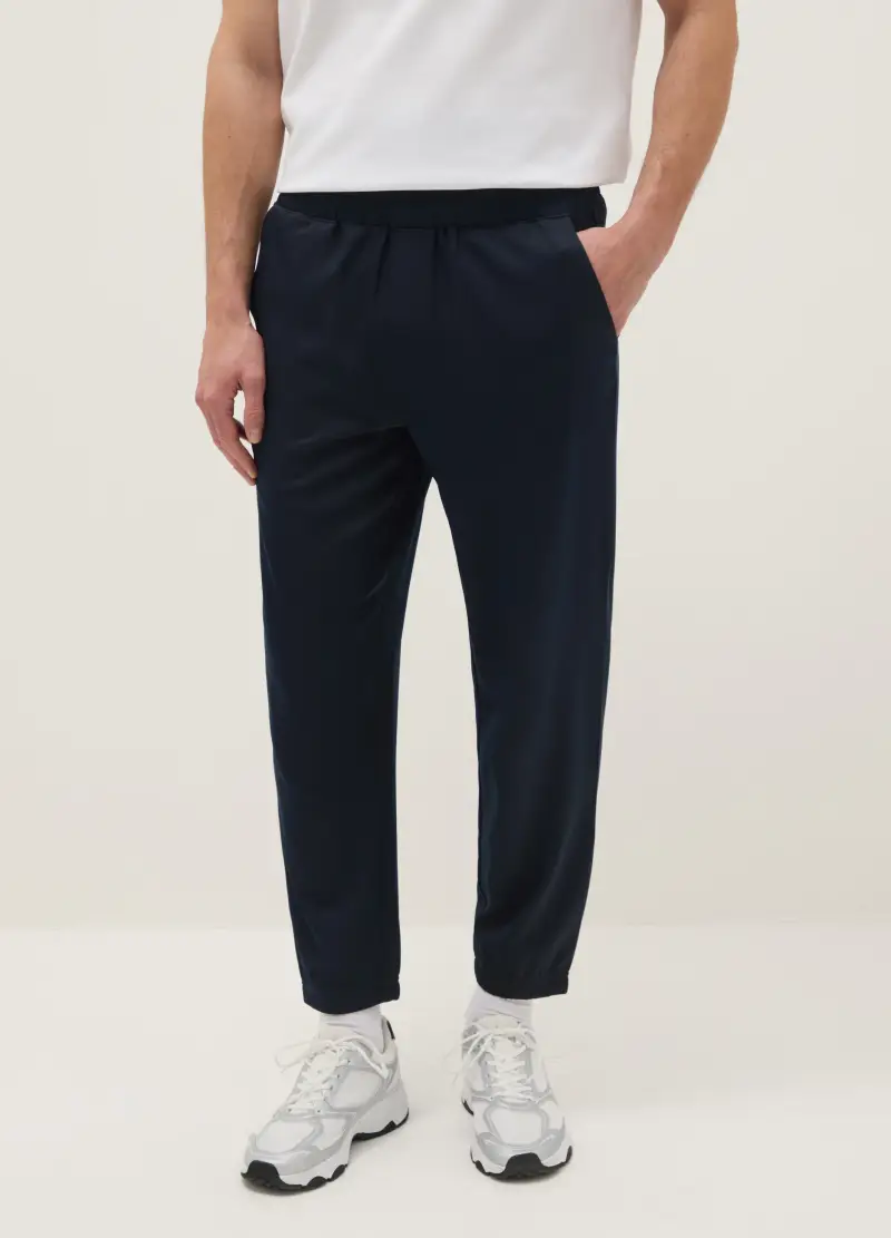 Pantaloni Blu Regular Fit Con Vita Elasticizzata, Uomo, Blu miniatura 2