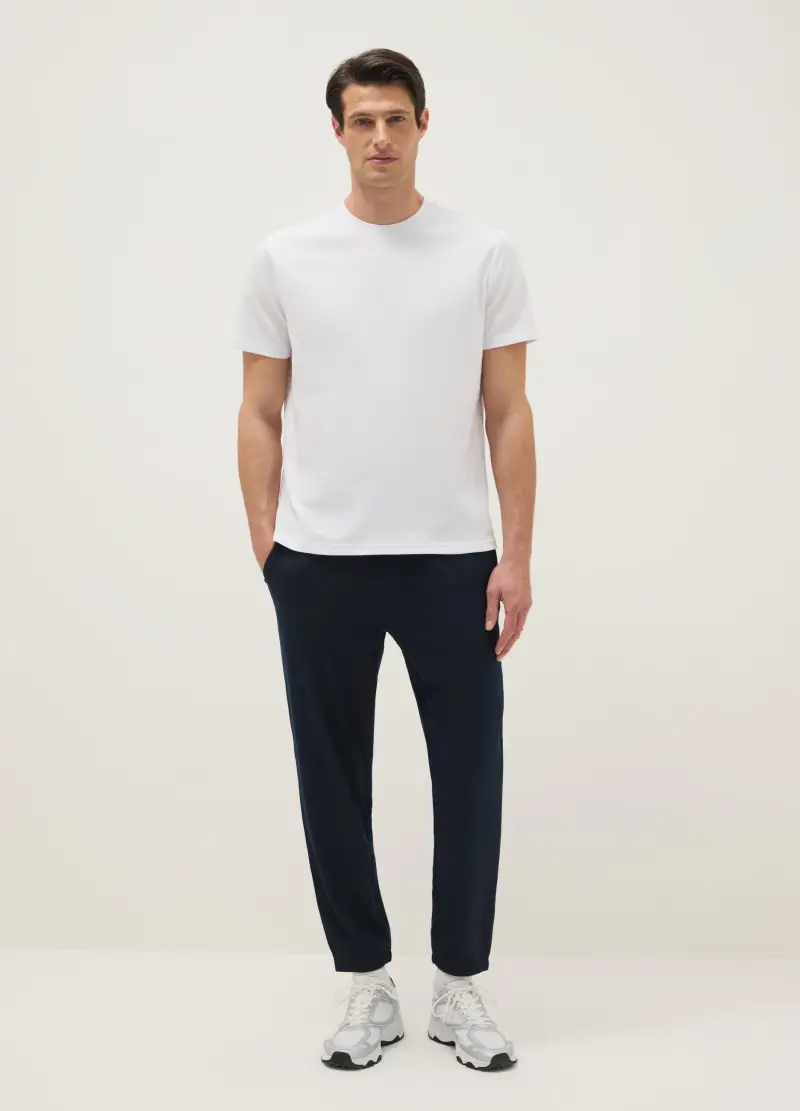 Pantaloni Blu Regular Fit Con Vita Elasticizzata, Uomo, Blu