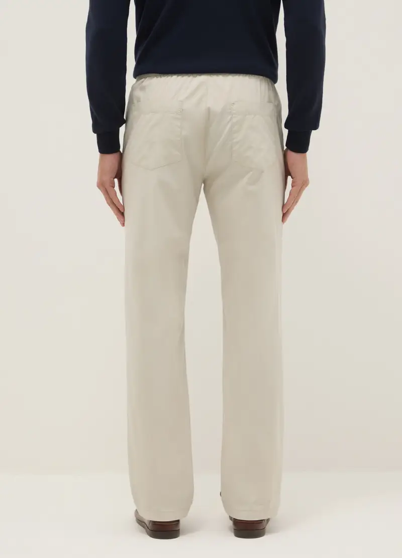 Pantaloni Chino Beige Chiaro In Puro Cotone Relaxed Fit, Uomo, Beige miniatura 3