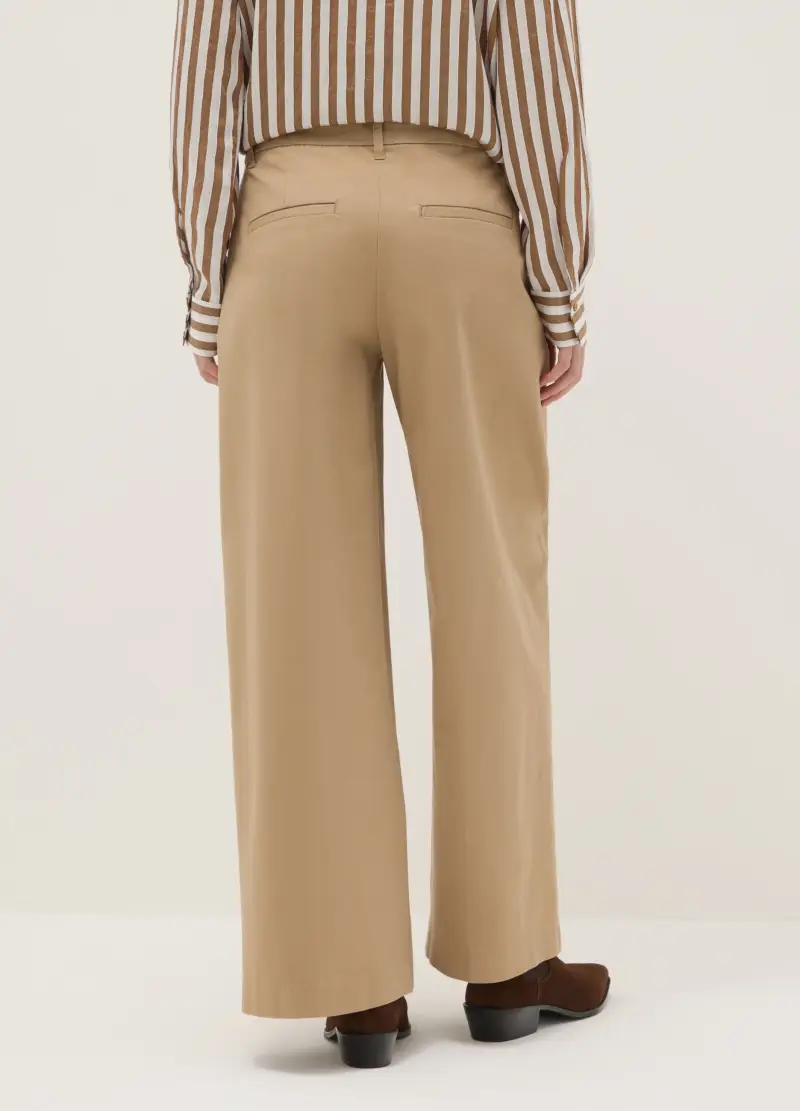 Pantaloni Chino Beige In Cotone Elasticizzato Regular Fit, Donna, Beige miniatura 3