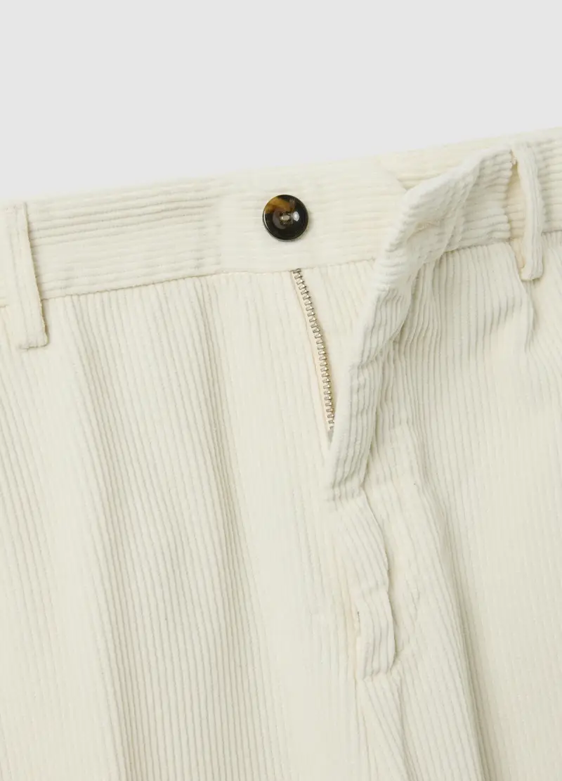 Pantaloni Chino Bianchi In Puro Cotone A Coste Regular Fit, Uomo, Bianco miniatura 2