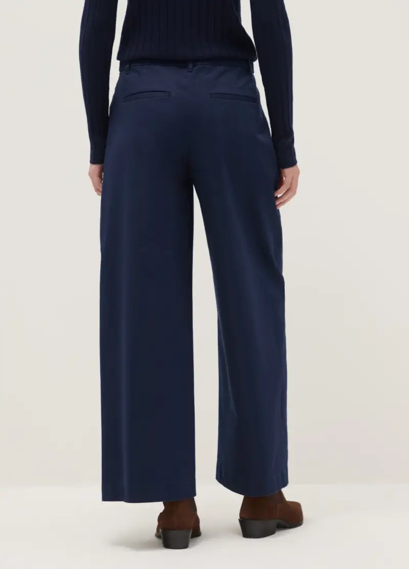 Pantaloni Chino Blu In Cotone Elasticizzato Regular Fit, Donna, Blu miniatura 3