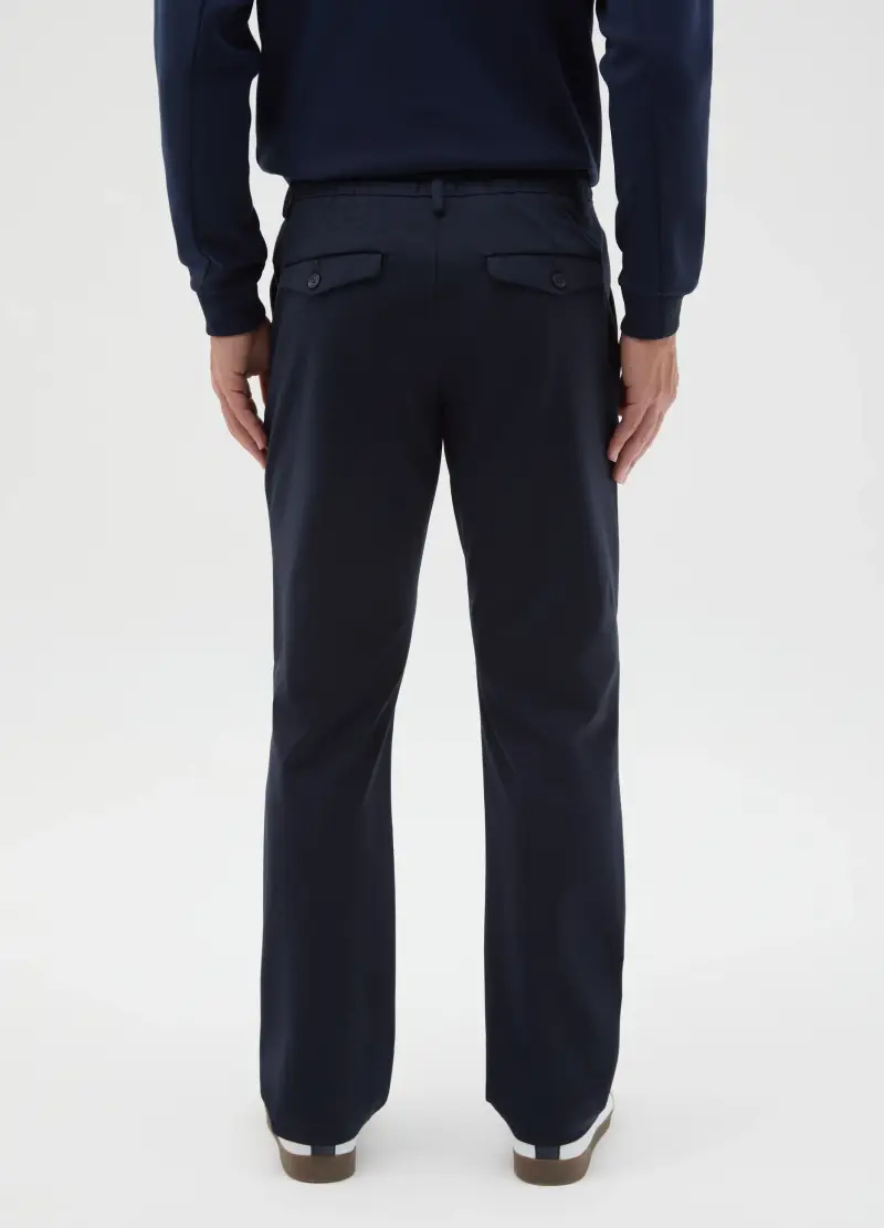 Pantaloni Chino Blu In Misto Cotone Regular Fit, Uomo, Blu miniatura 3