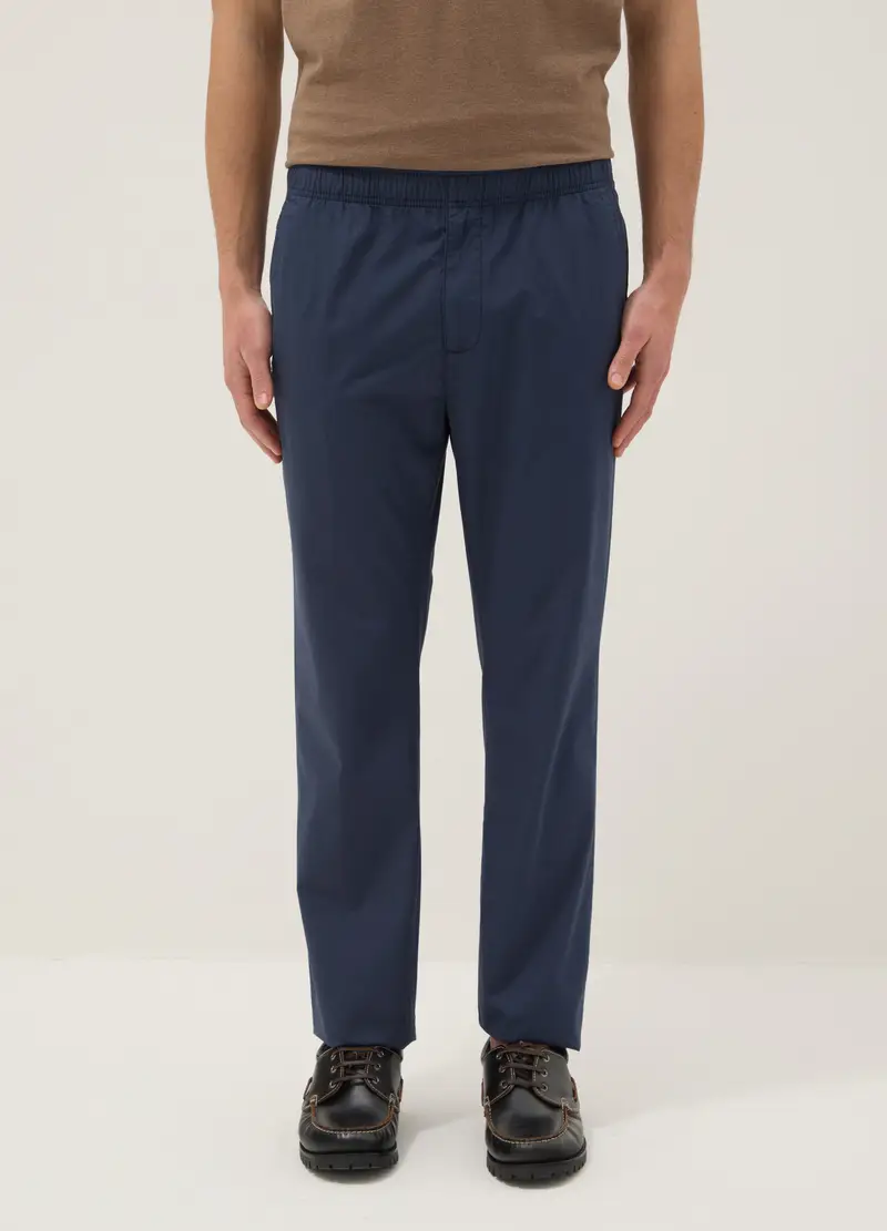 Pantaloni Chino Blu In Puro Cotone Relaxed Fit, Uomo, Blu miniatura 2