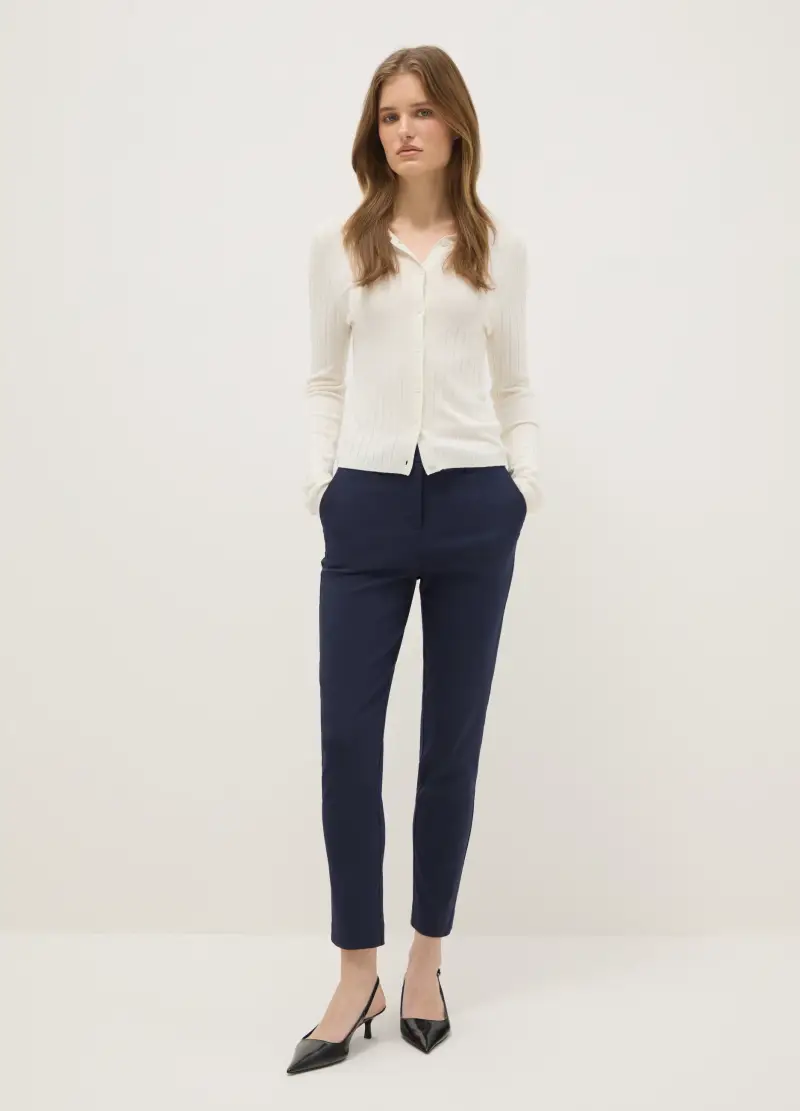 Pantaloni Chino Blu Slim Fit, Donna, Blu