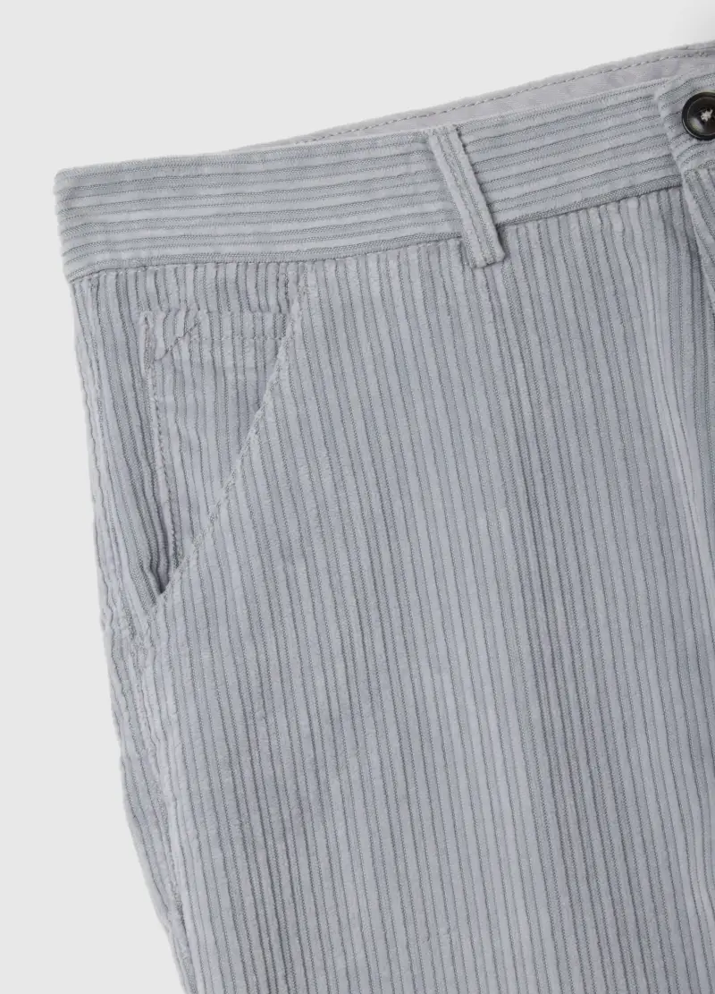Pantaloni Chino Grigi In Misto Cotone A Coste Regular Fit, Uomo, Grigio miniatura 2