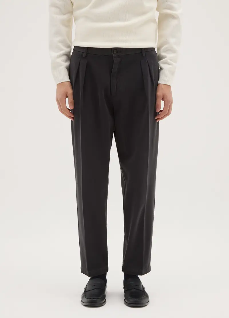 Pantaloni Chino Grigi In Puro Cotone Regular Fit, Uomo, Grigio miniatura 2