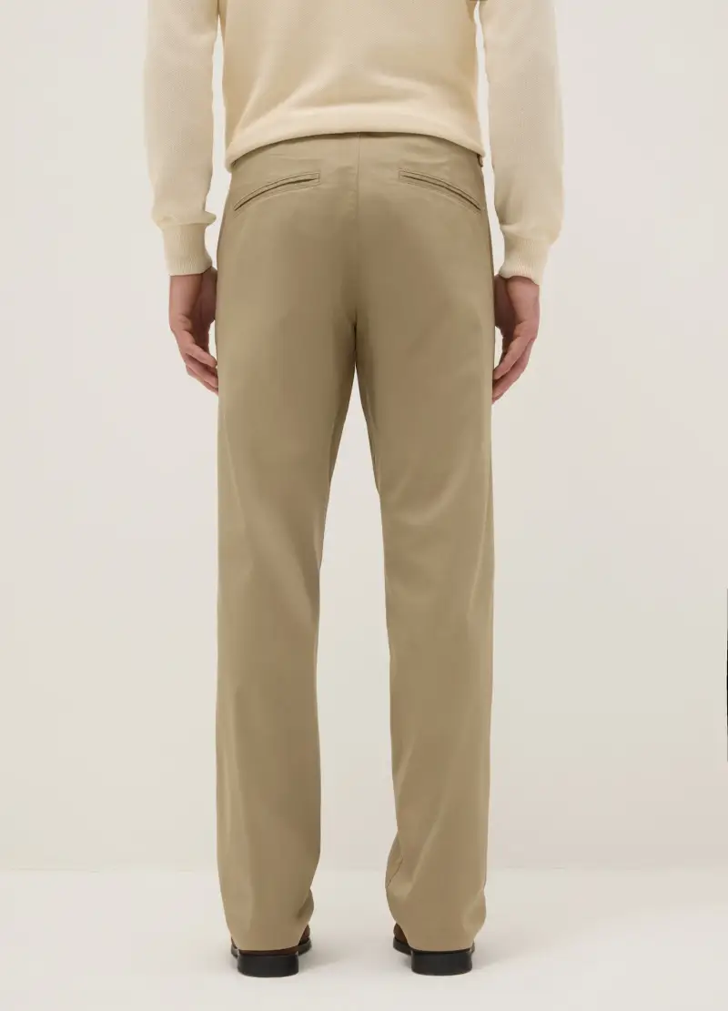 Pantaloni Chino In Cotone Elasticizzato Beige Regular Fit, Uomo, Beige miniatura 3
