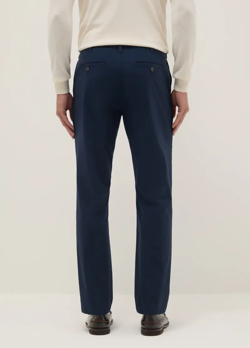 Pantaloni Chino In Cotone Elasticizzato Blu Regular Fit, Uomo, Blu miniatura 3