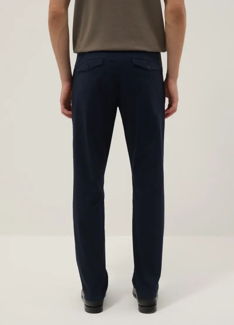 Pantaloni Chino In Cotone Elasticizzato Blu Slim Fit, Uomo, Blu miniatura 3