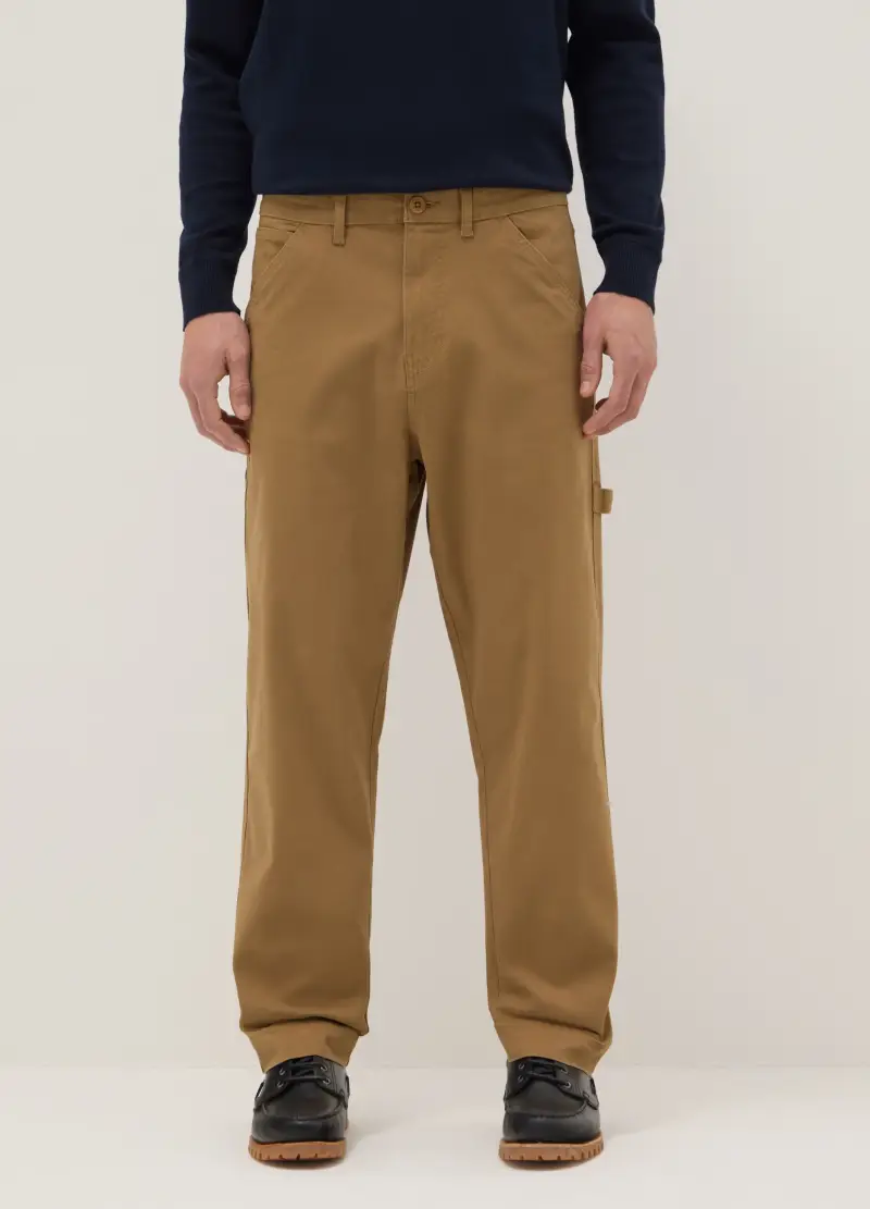Pantaloni Chino In Cotone Elasticizzato Marroni Slim Fit, Uomo, Marrone miniatura 2