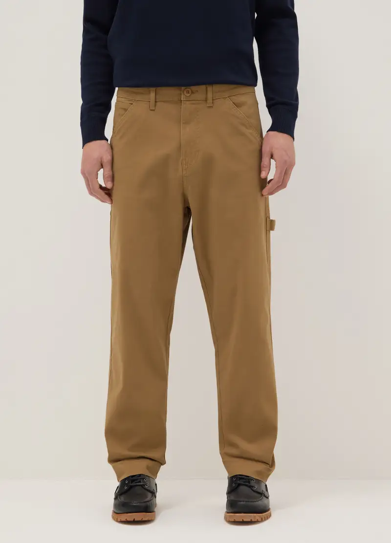 Pantaloni Chino In Cotone Elasticizzato Marroni Slim Fit, Uomo, Marrone miniatura 2