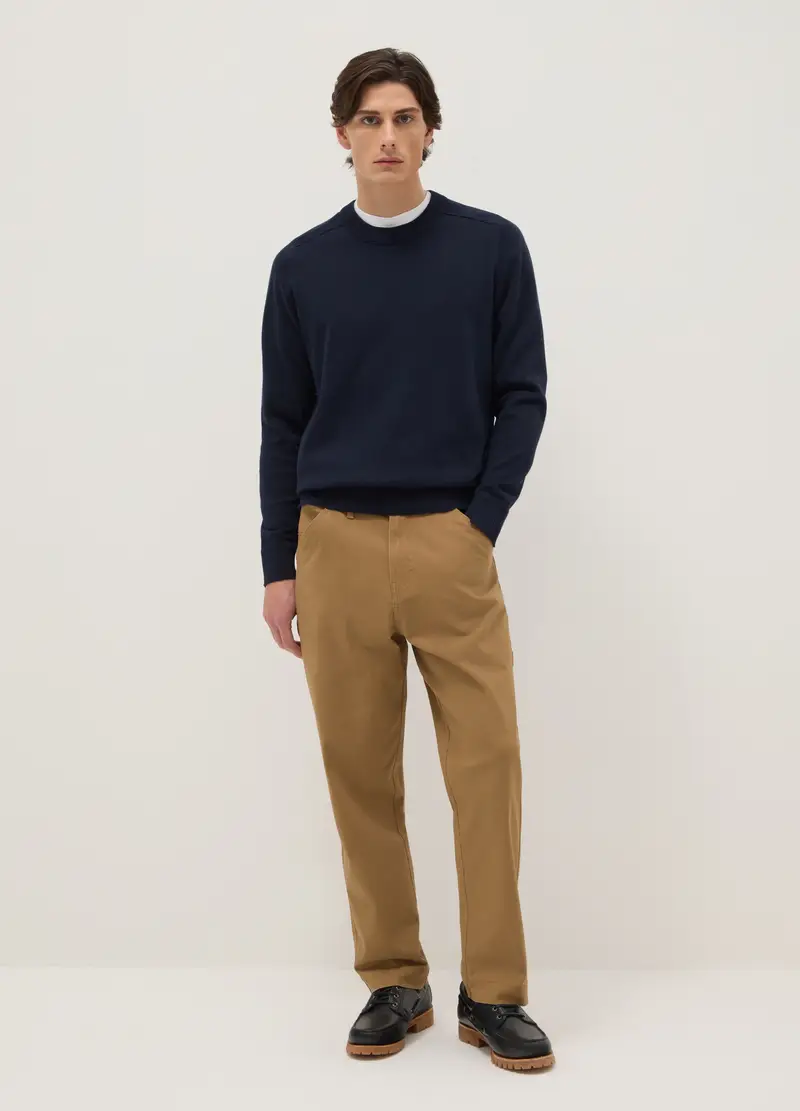 Pantaloni Chino In Cotone Elasticizzato Marroni Slim Fit, Uomo, Marrone