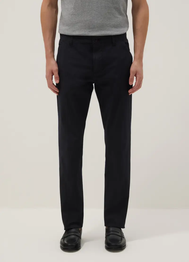 Pantaloni Chino In Cotone Elasticizzato Nero Slim Fit, Uomo, Nero miniatura 2