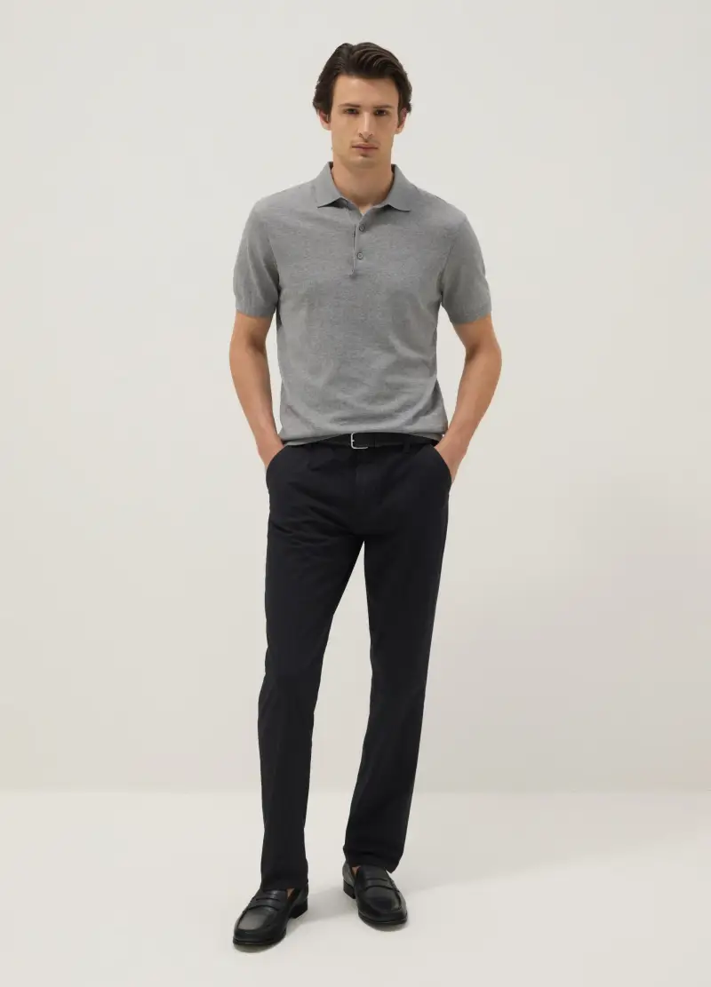 Pantaloni Chino In Cotone Elasticizzato Nero Slim Fit, Uomo, Nero