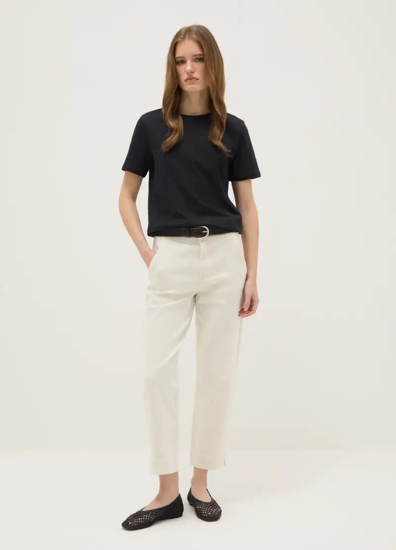 Pantaloni Chino In Misto Cotone Bianco Slim Fit, Donna, Bianco