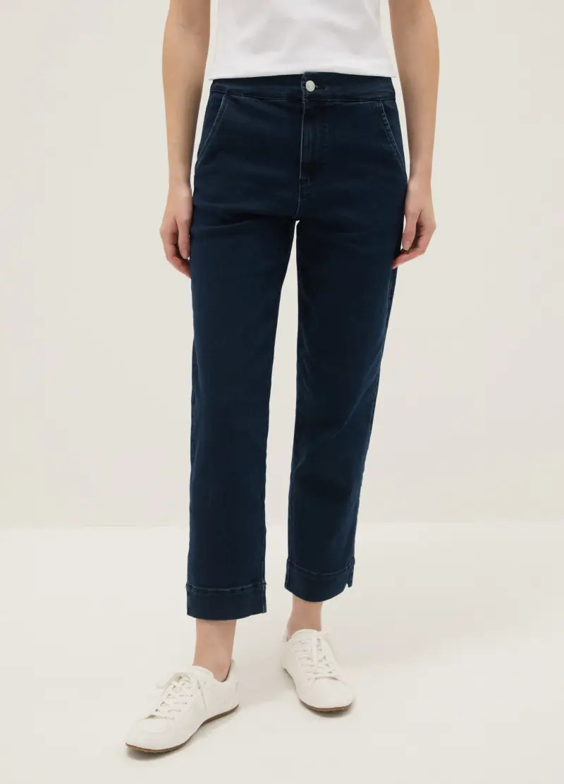 Pantaloni Chino In Misto Cotone Blu Slim Fit, Donna, Blu miniatura 2